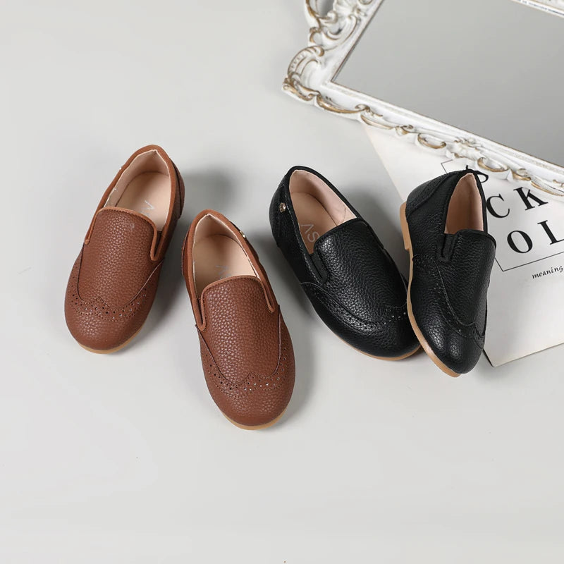 Kids Leather Mary Jane Shoes – Toddler Girls & Boys Slip-On Princess Flats, Oxford School Shoes, Sizes 21–37 (13–22.5 cm / 5.12–8.86 in)