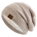 Unisex Fur-Lined Slouchy Winter Beanie – Warm Knit Hat for Men & Women