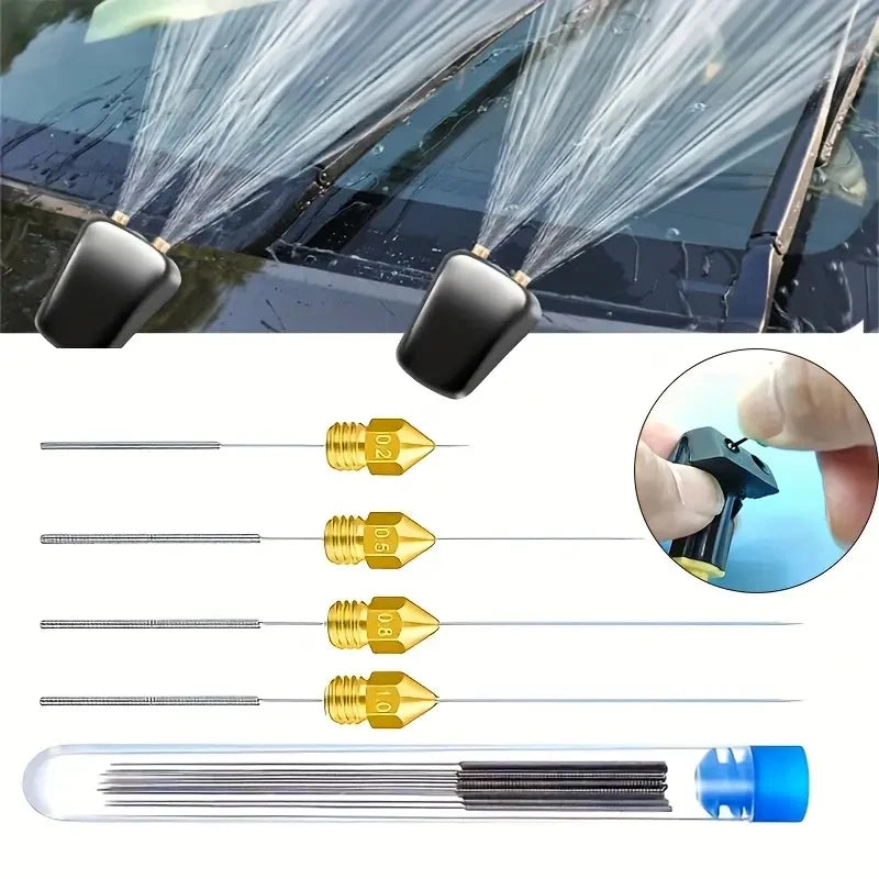 3D Printer Nozzle Cleaning Kit 0.2/0.25/0.3/0.35/0.4mm (0.008–0.016 in) Stainless Steel Needles with Handle & Case, Multipurpose Cleaner for Printer Nozzles, Gas Stoves, Shower Heads, Car Wipers