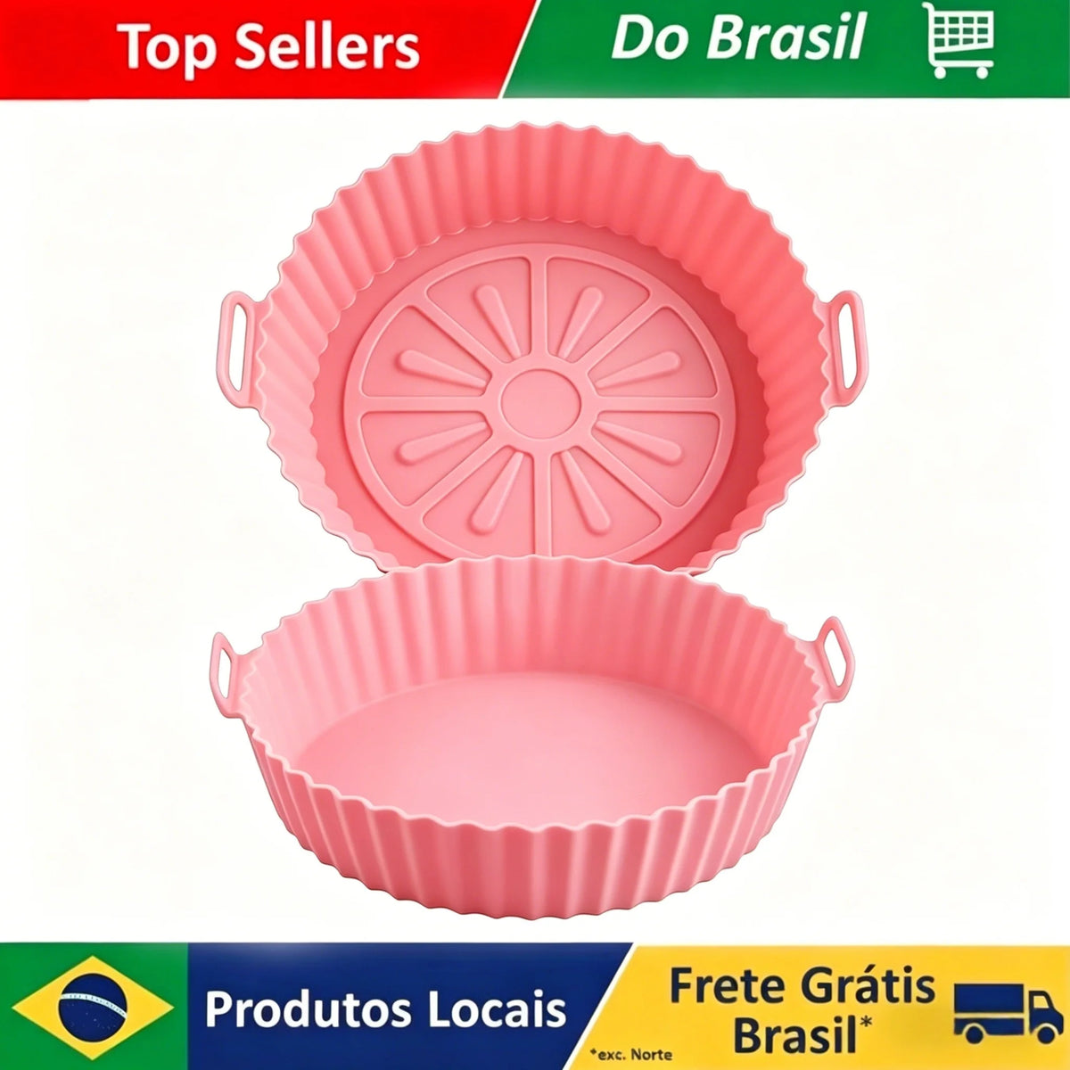 Reusable Silicone Air Fryer Basket & Baking Tray - Nonstick Airfryer Liner for Pizza, Fried Chicken