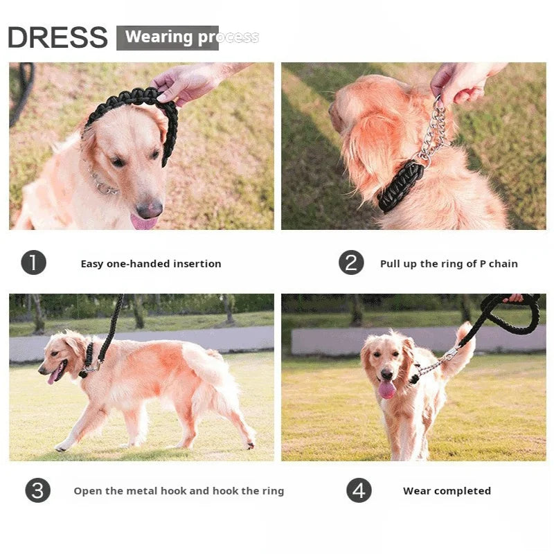 Braided 5 ft (1.5 m) Dog Leash - Durable Nylon with Padded Handle for Training & Comfortable Walks