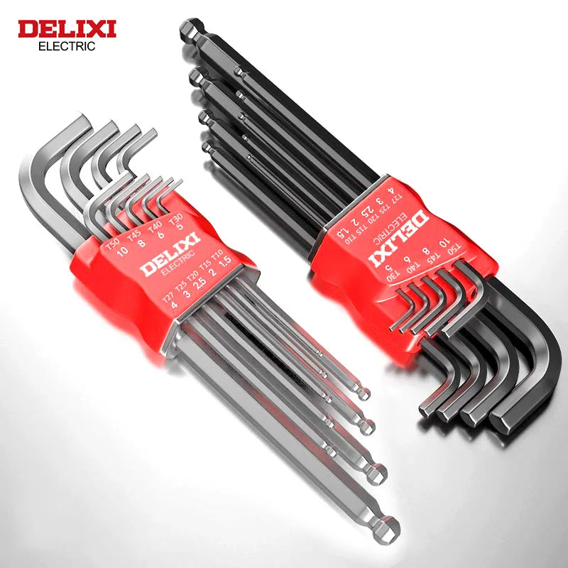 Long Metric Allen Key Set with Sleeve Universal Torque Hex Wrenches & Screwdriver for Motorcycles and Bicycles