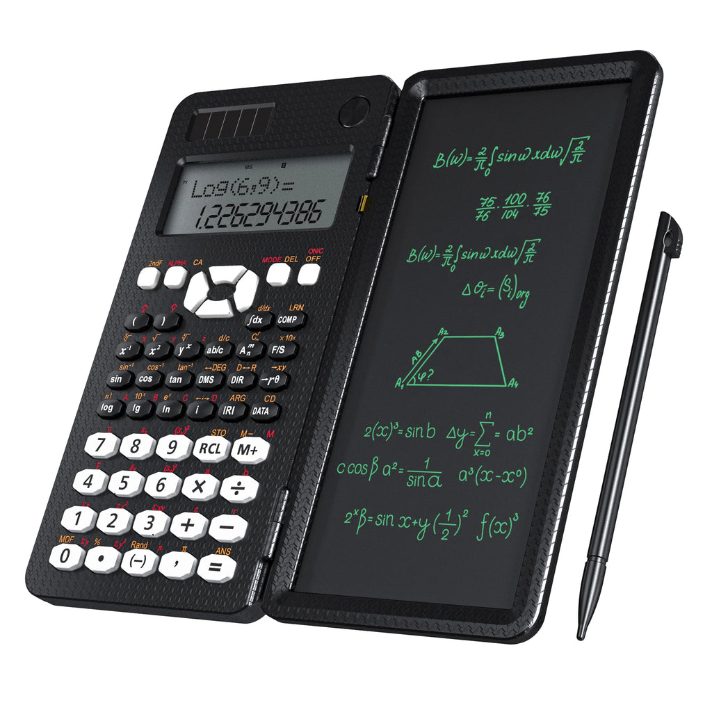Scientific Calculator with 6.5-Inch (16.5 cm) Writing Tablet — 349-Function Engineering & Financial Calculator, Solar + Battery, Foldable Portable for Students & Office