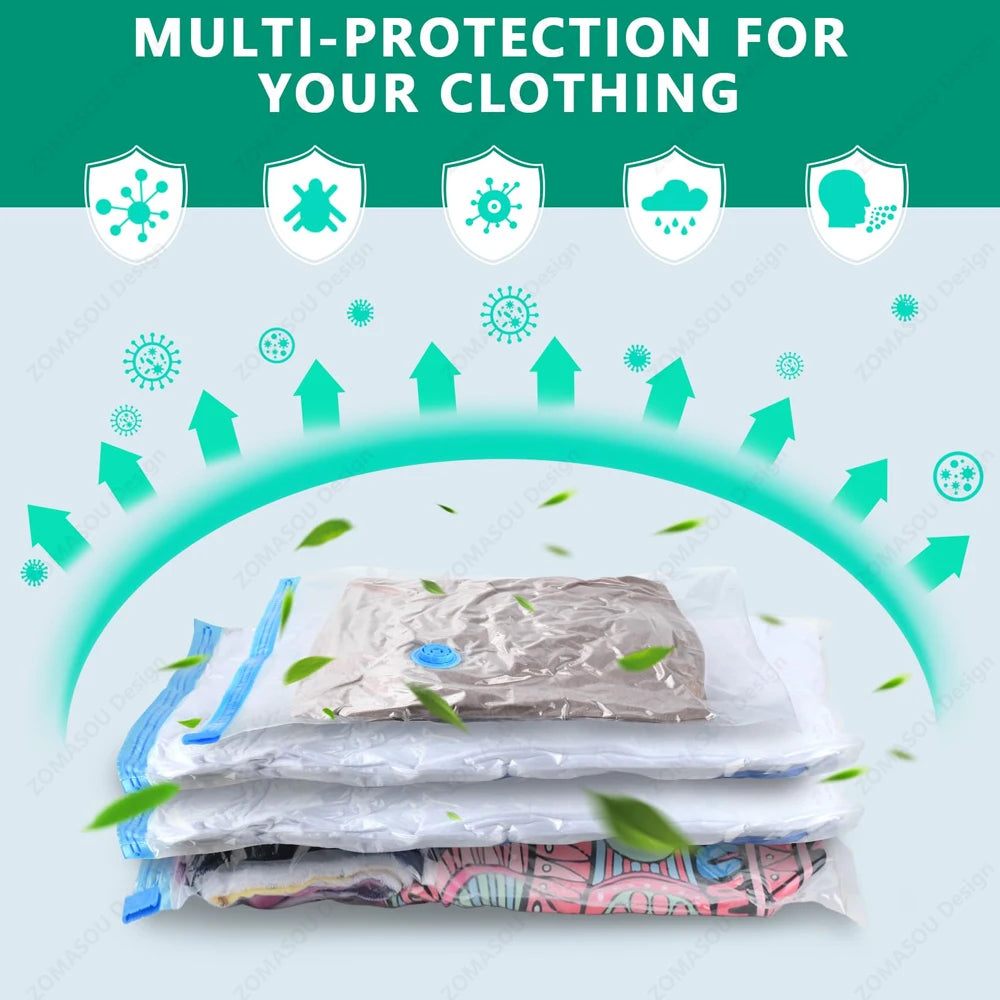 Reusable Vacuum Storage Bags — 1–24 Pack Space-Saving Compression Bags for Clothes, Blankets & Travel (11.8–51.2 in / 30–130 cm)