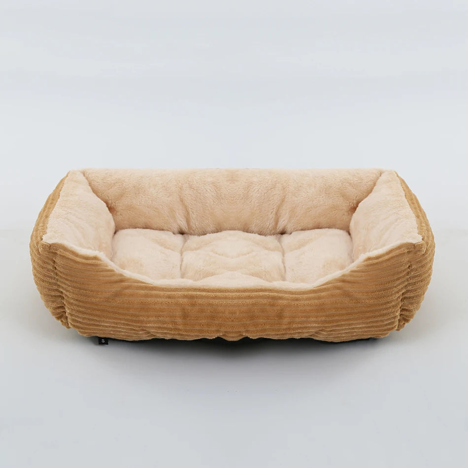 Plush Square Pet Bed for Dogs & Cats, Calming Kennel Sofa Cushion in Multiple Sizes (XS-XXL)