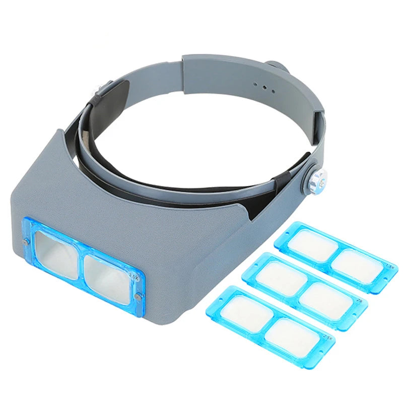 4-Lens Headband Magnifier Optivisor 1.5x 2x 2.5x 3.5x for Watch Repair, Jewelry Making, Welding