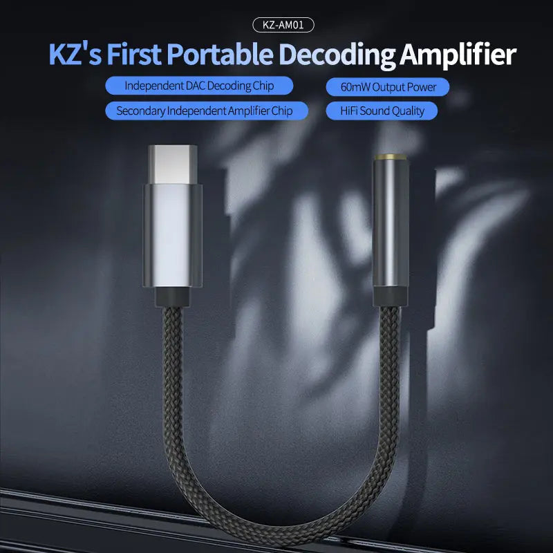 USB-C to 3.5mm Hi-Fi DAC Adapter Cable 32bit/384kHz Dual-Chip IC Amplifier for Earphones