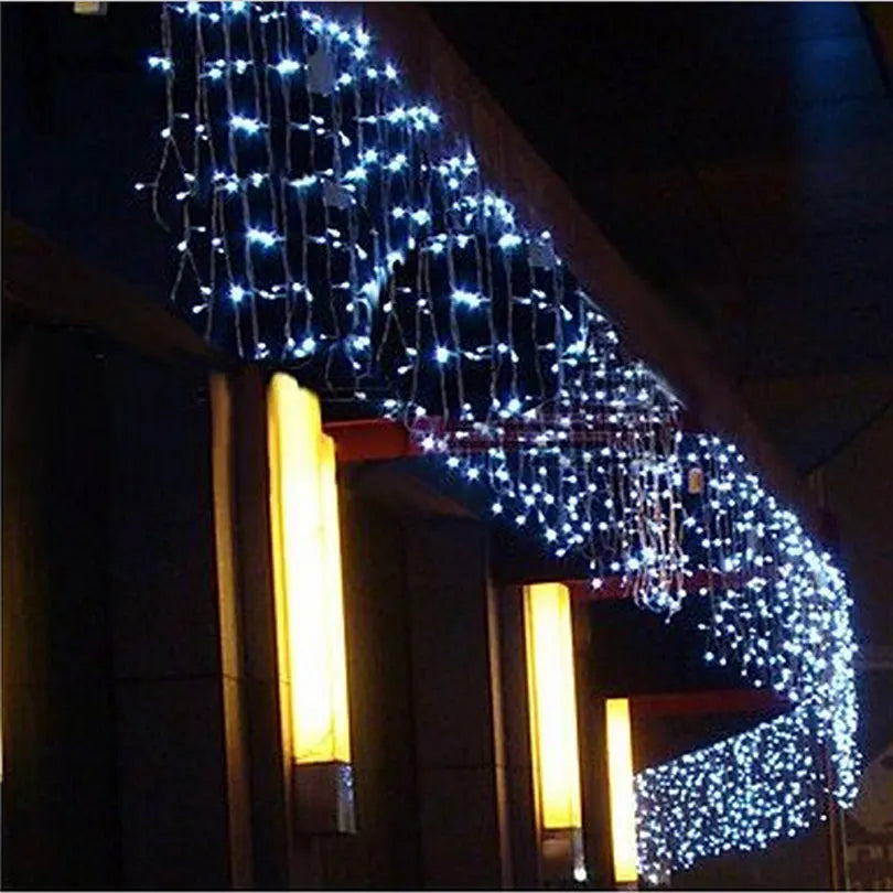 LED Curtain Icicle String Lights 5M (16.4 ft) x 0.4–0.6M (15.7–23.6 in) 96 LED Waterfall Festoon, Outdoor Christmas Garden & Eaves Decor