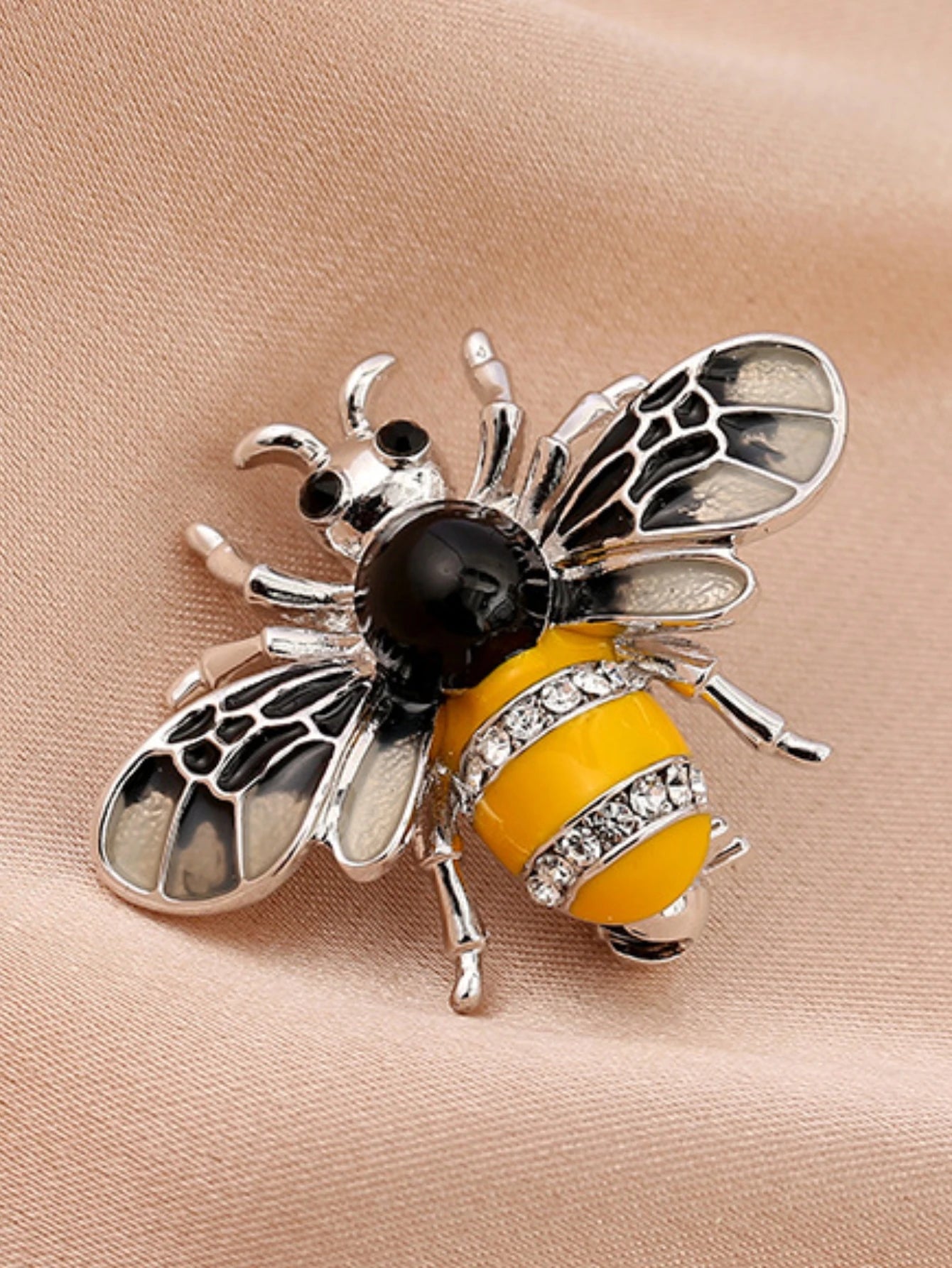 Women’s Bee Brooch Pin with Imitation Pearls & Rhinestones – Fashion Zinc Alloy Brooch for Parties, Weddings & Gifts (1-Pack)