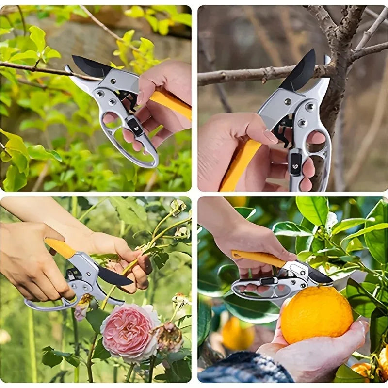 Ergonomic Pruning Shears — Titanium-Plated Carbon Steel Blade with Spring for Garden & Fruit Picking