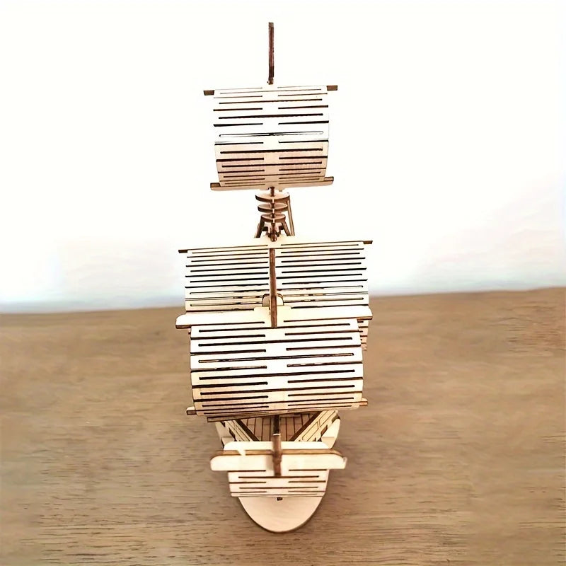 DIY 3D Wooden Mechanical Puzzle Kit - Buildable Ship Model Ornament, Handmade Assembly Game, Christmas Gift
