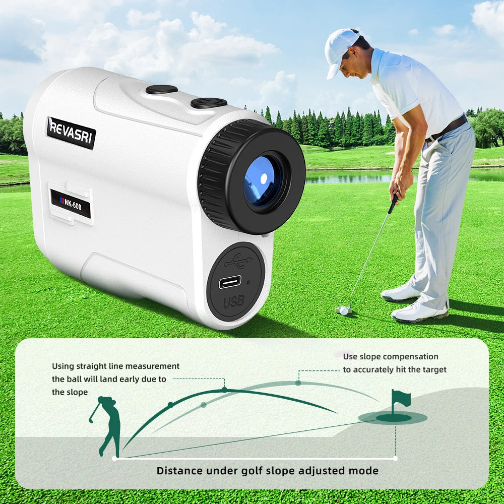 Rechargeable Golf Laser Rangefinder 6X Magnification USB-C Up to 600m/1000m Monocular for Golf