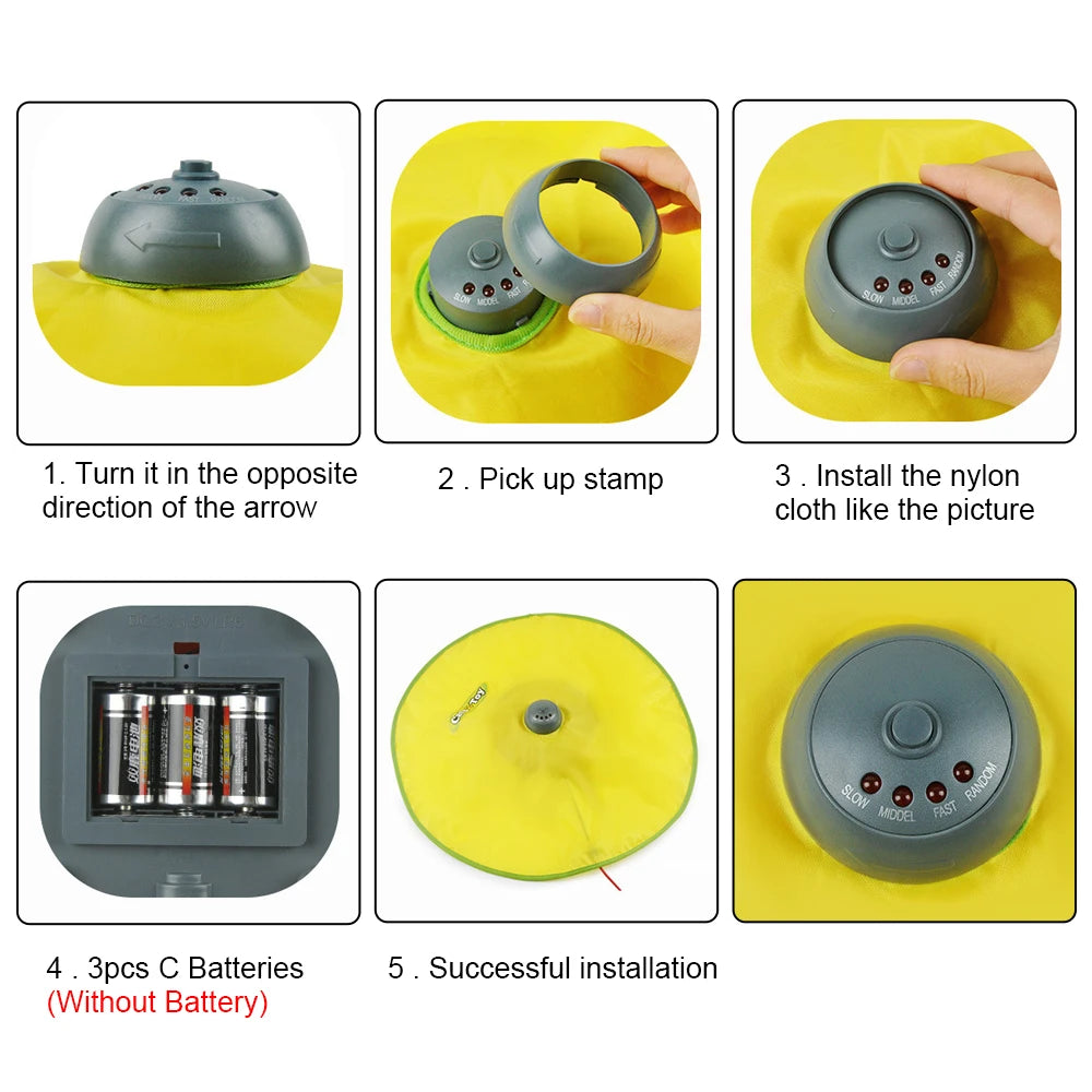 Interactive Automatic Cat Toy – Fabric Undercover Mouse with Moving Feather, 4-Speed Electric Play Plate for Cats