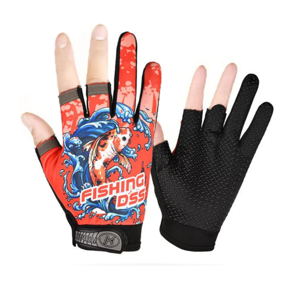 Half-Finger Fishing Gloves Fingerless Anti-Slip Outdoor Gloves for Anglers and Bikers