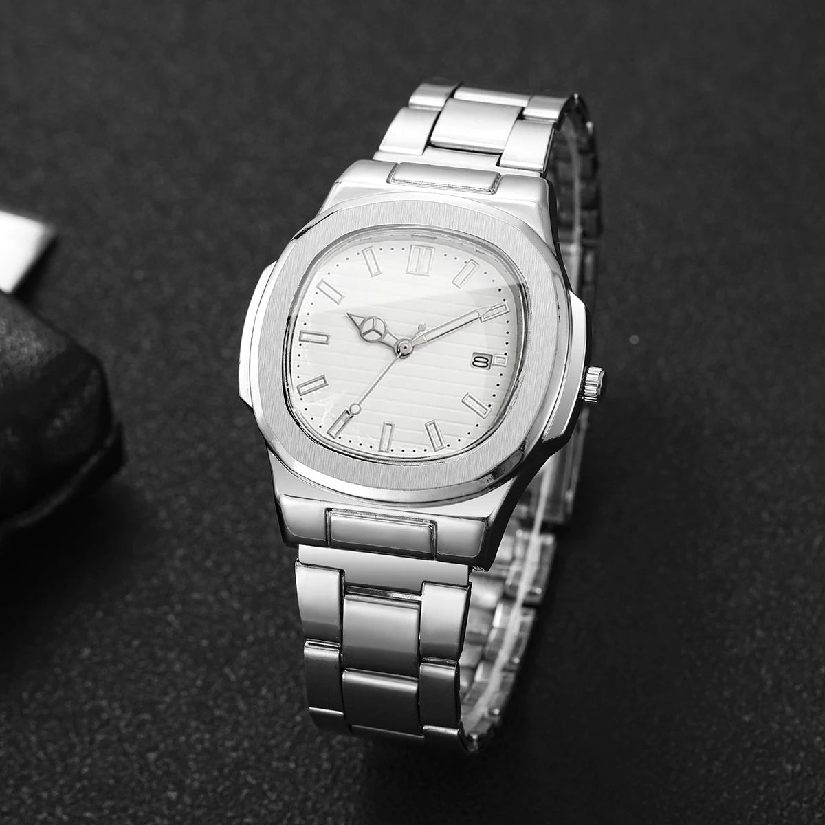 Men's Square Dial Quartz Watch with Date – Alloy Strap Business Dress Watch