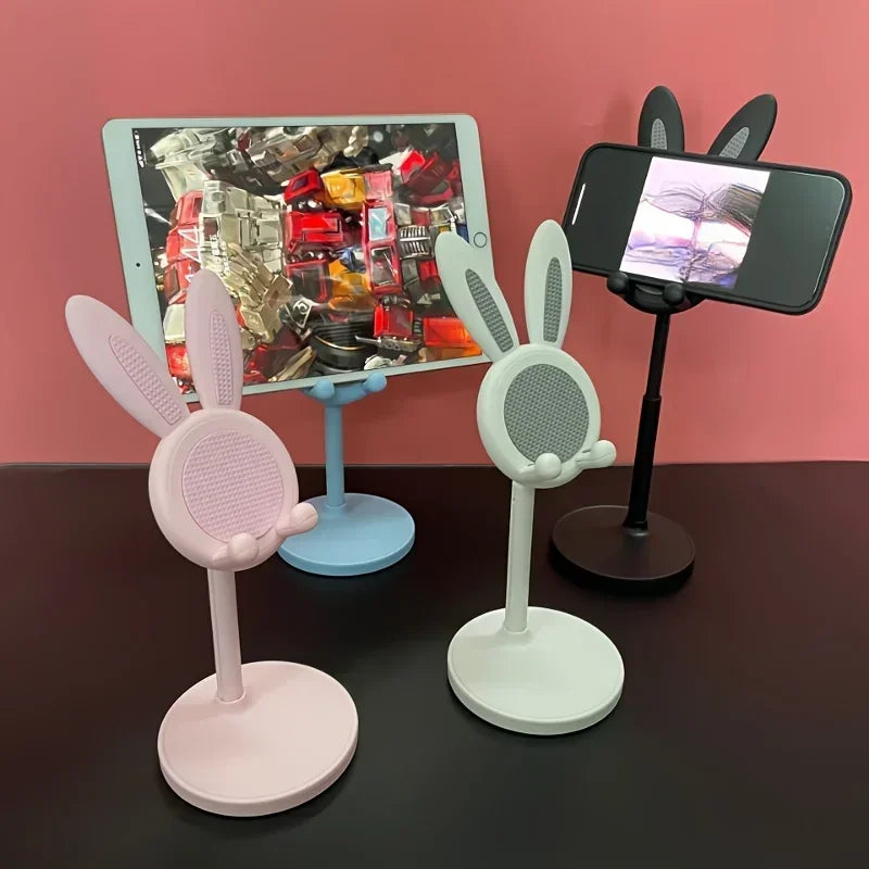 Cute Cartoon Bunny Adjustable Desktop Phone and Tablet Stand, Universal Smartphone Holder