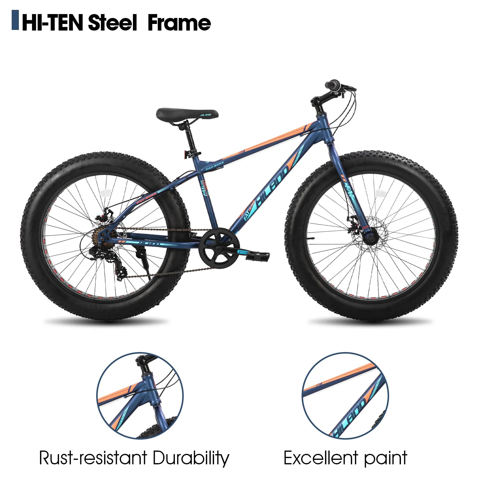20-Inch (500mm) Kids Fat Tire Mountain Bike – 7-Speed, Dual Disc Brakes, Ages 5+