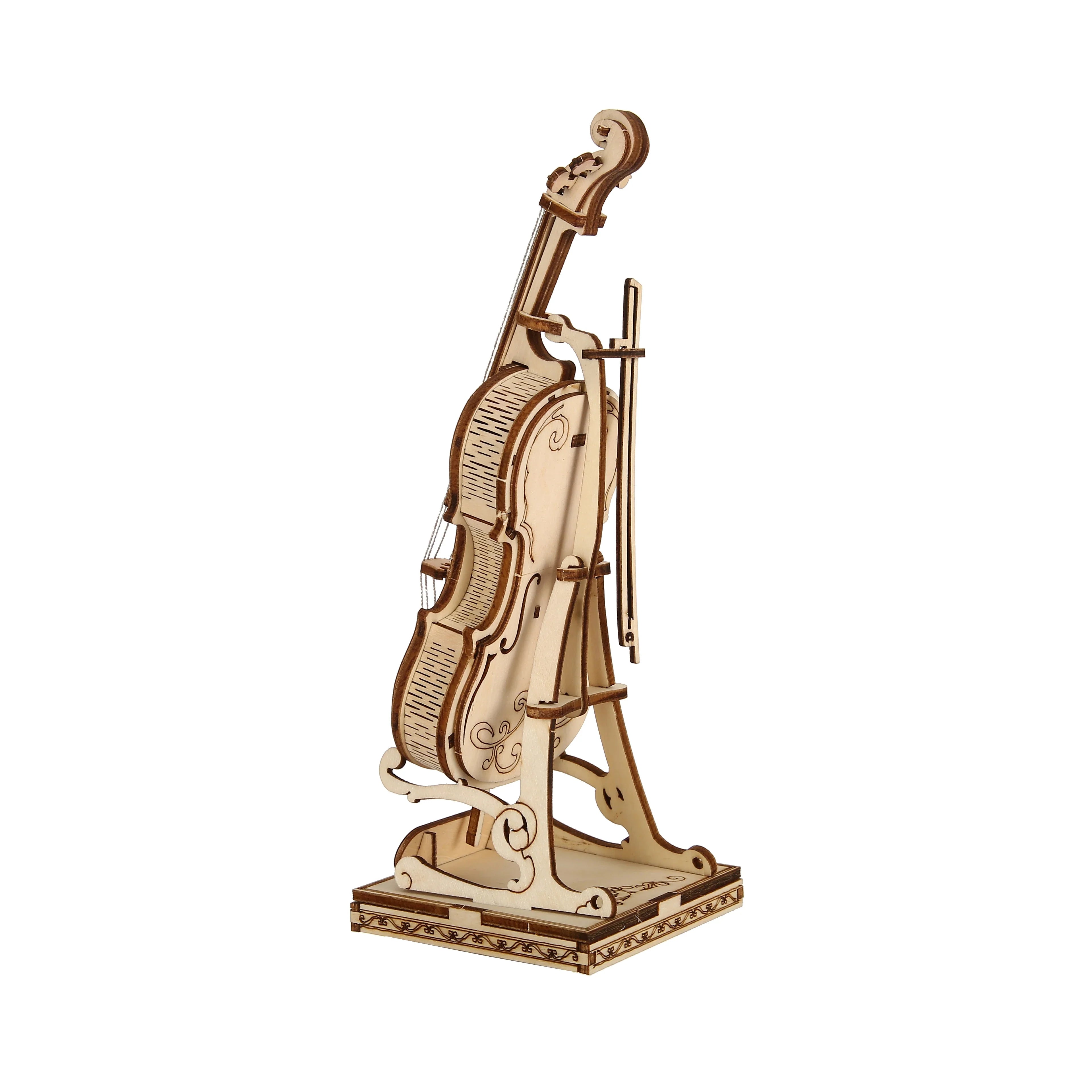 Violin 3D Wooden Puzzle Kit - DIY Scale Model, Mechanical Building Toy & Home Decor