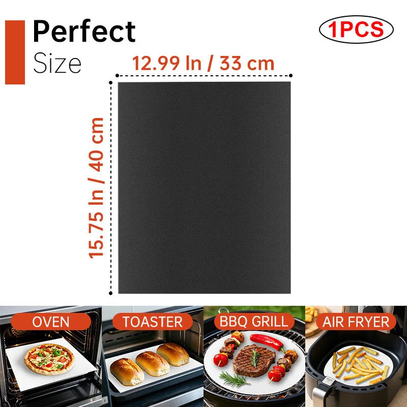 Reusable Non-Stick PTFE Grill & Oven Liner Mat — Heat-Resistant Baking & BBQ Mat