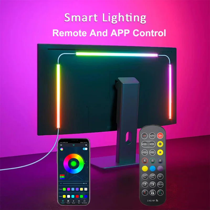 USB RGBIC LED Strip 24–34 in (61–86 cm) Monitor Backlight – App & Music Sync for PC Gaming