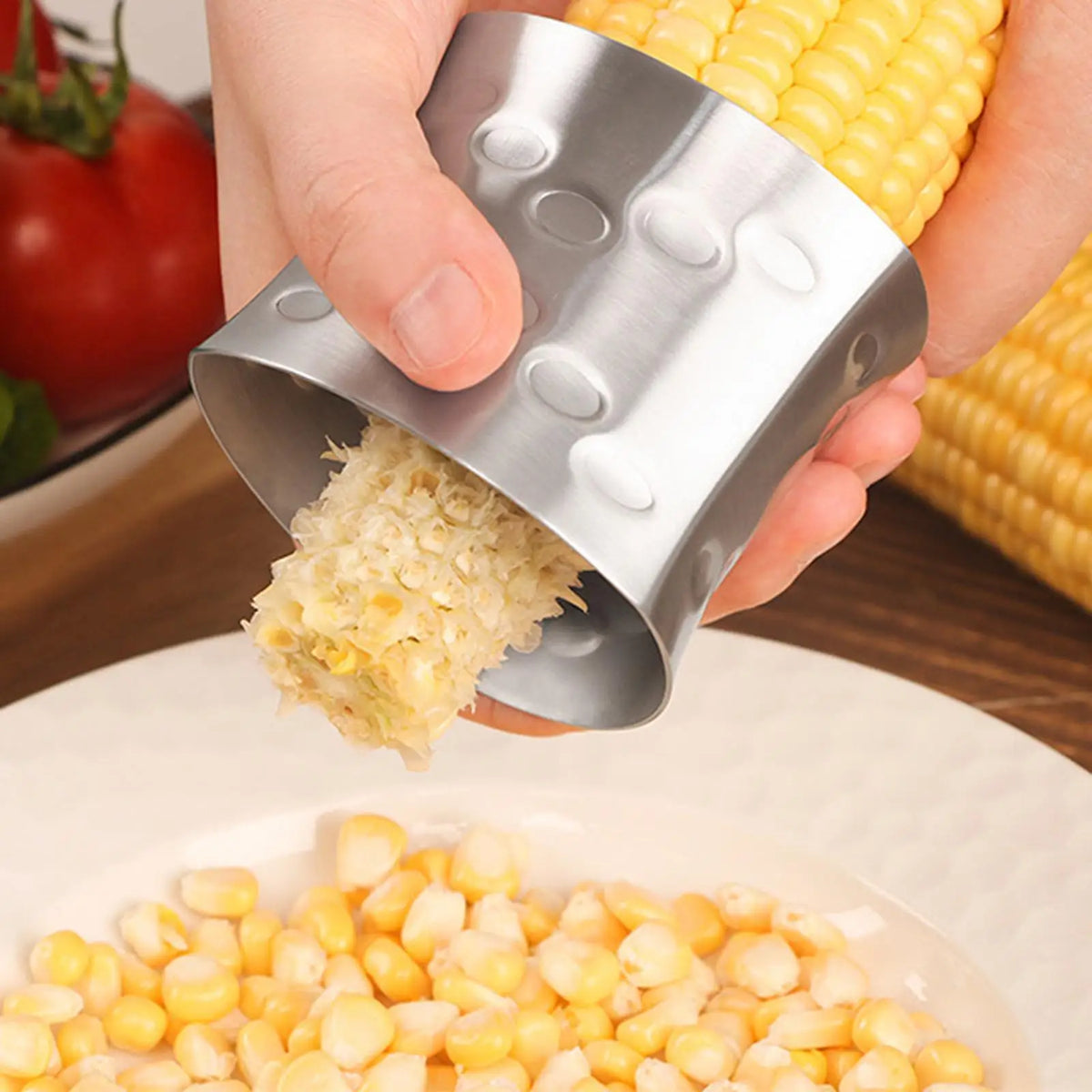 Stainless Steel Corn Stripper Manual Corn Kernel Remover - Portable Corn Peeler 3.03 x 2.40 in (7.7 x 6.1 cm)