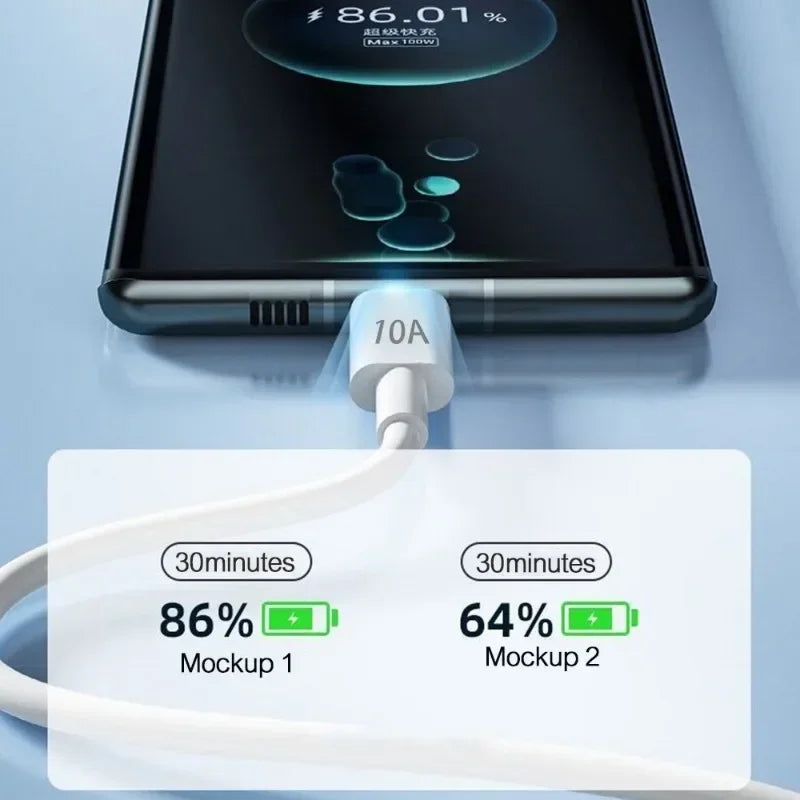 120W 10A USB-A to USB-C Fast Charging Cable — 1/2/3-Pack High-Speed Data Cord for USB-C Smartphones and Devices