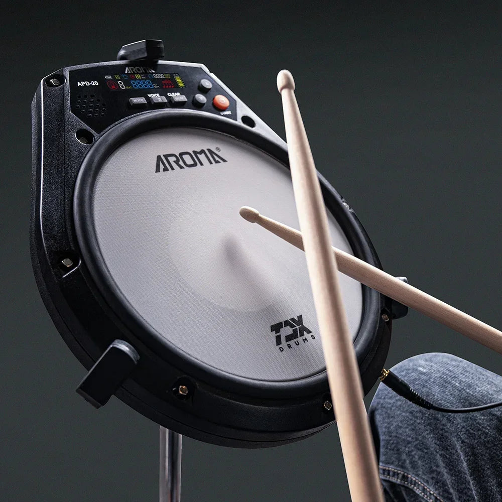 Rechargeable Electronic Practice Drum Pad 8-Inch Mesh Surface with Metronome, Built-in Speaker & USB-C