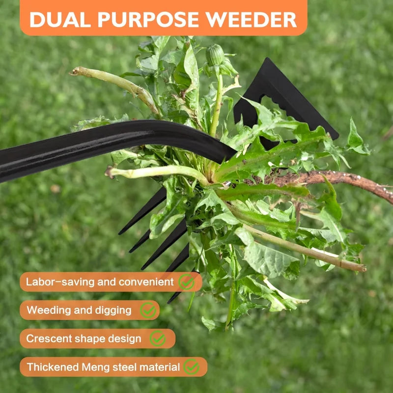Heavy-Duty Carbon Steel Long-Handled Manual Weeder – Portable Garden, Lawn & Farm Weed Remover