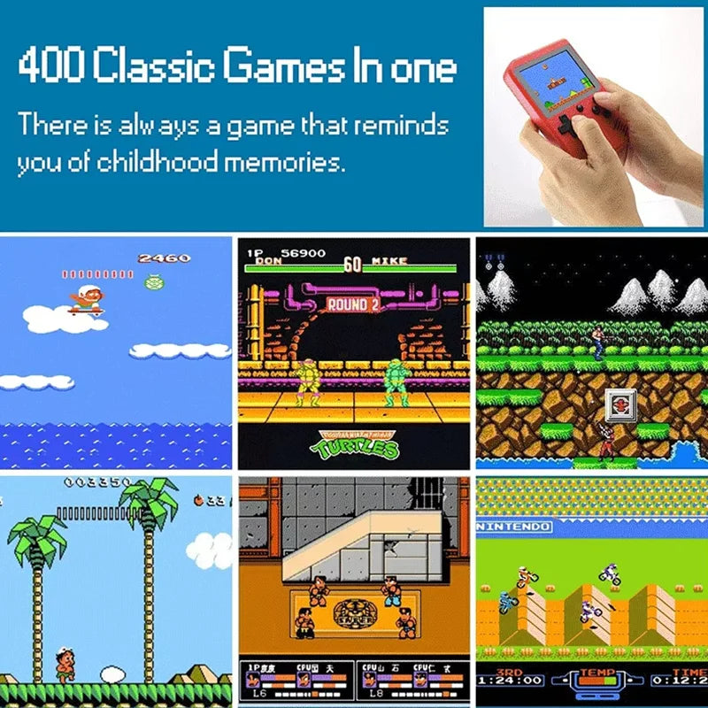 Retro Handheld Gaming Console — 400 Built-in Classic Games, 2.4-inch (6.1 cm) LCD, Rechargeable Portable Player