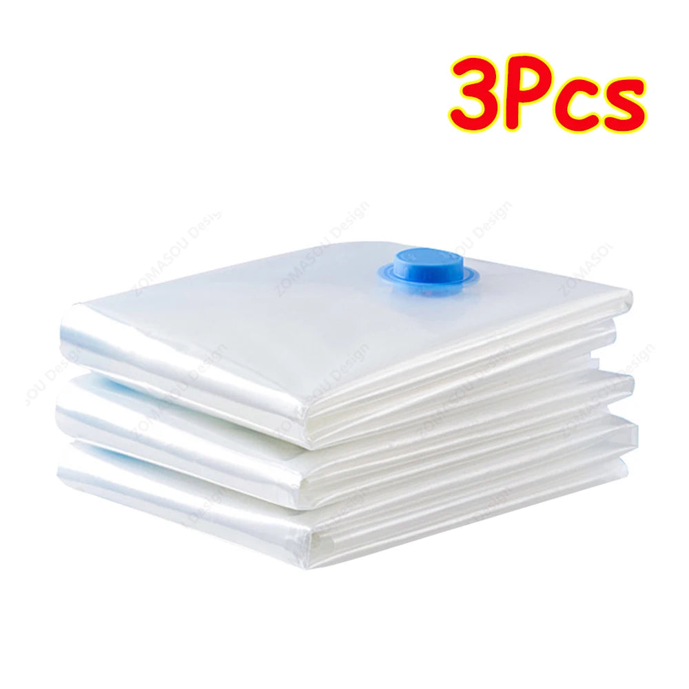 Reusable Vacuum Storage Bags — 1–24 Pack Space-Saving Compression Bags for Clothes, Blankets & Travel (11.8–51.2 in / 30–130 cm)