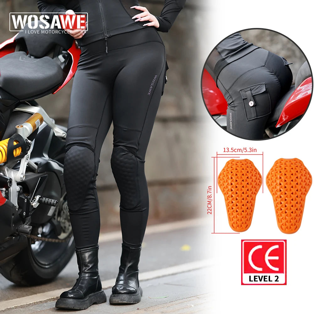 Women's High-Waist Motorcycle Riding Pants with Removable Knee Pads, Reflective Commuter & Fitness Trousers