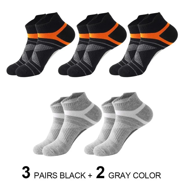 5-Pack Men’s Breathable Cotton Ankle Socks – Summer Casual Running Sports Socks, Sizes 38–45