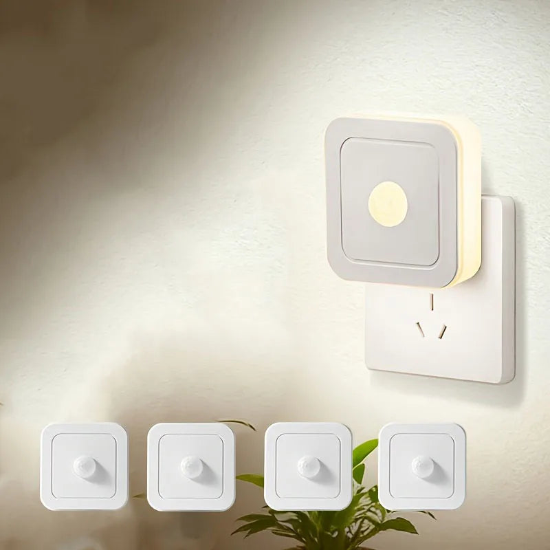 4-Pack LED Motion Sensor Night Lights Plug-In for Hallway Bedroom Staircase Kitchen Bathroom