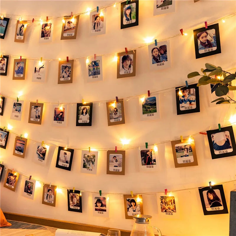 Battery Operated LED Photo Clip String Lights — 2/5/10 m (6.6/16.4/32.8 ft) Fairy Lights with Photo Clips for Bedroom, Party, Wedding, Christmas