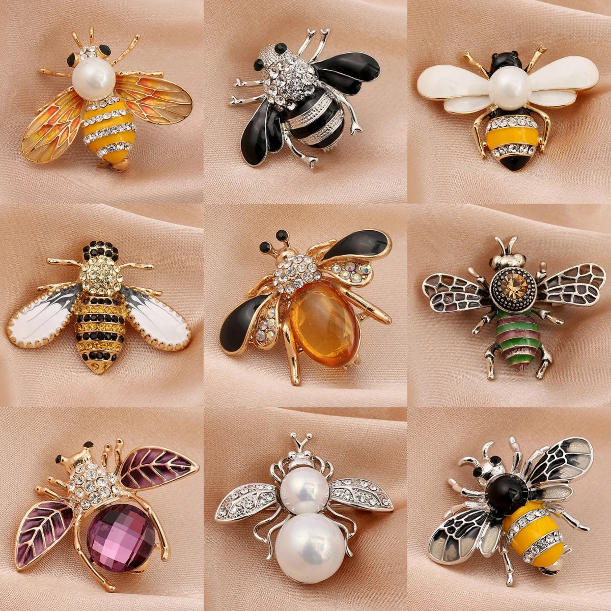 Women’s Bee Brooch Pin with Imitation Pearls & Rhinestones – Fashion Zinc Alloy Brooch for Parties, Weddings & Gifts (1-Pack)