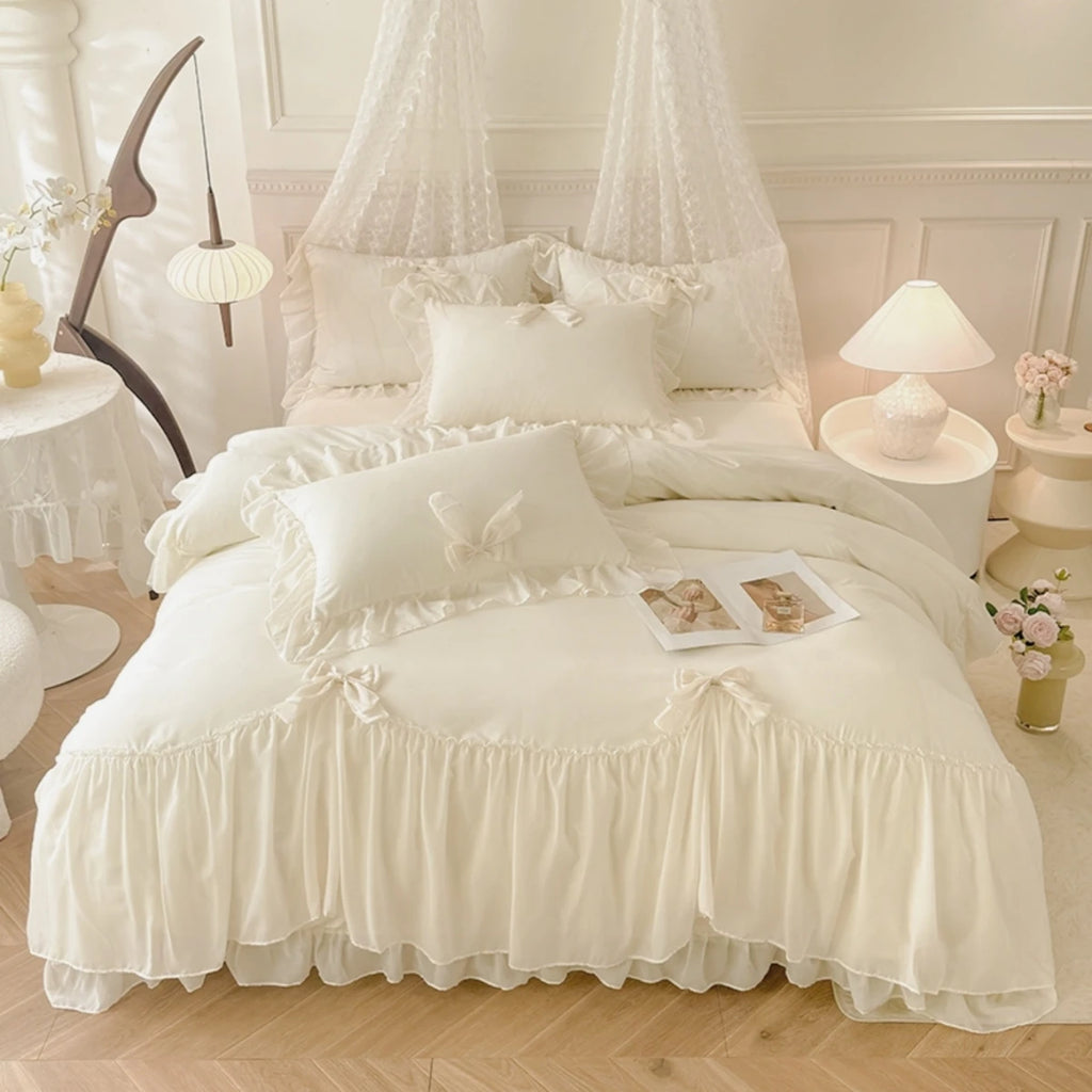 3-Piece Solid Twill Polyester Duvet Cover Set with 2 Pillowcases — Multiple Sizes (135x200 to 260x240 cm / 53x79 to 102x94 in) — White, Yellow, Pink, Purple