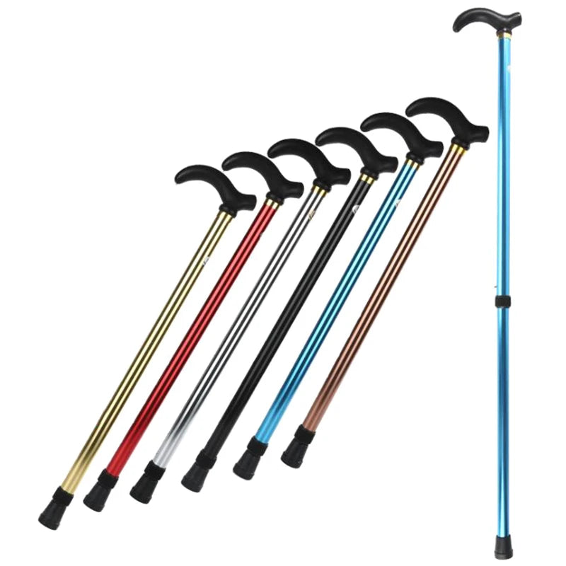 Adjustable Telescopic Aluminum Walking Cane T-Handle 75–90 cm (29.5–35.4 in) Anti-Skid Rubber Tip