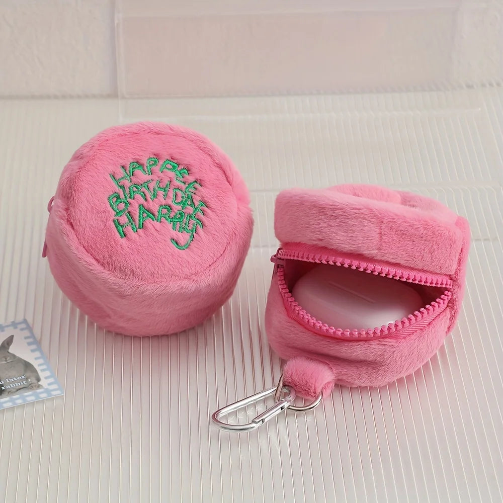 Plush Polyester Travel Bag Charm Keychain — Soft Luggage & Backpack Accessory
