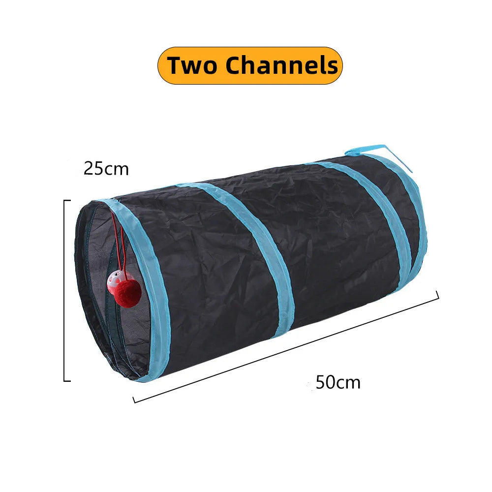 Foldable S-Shaped Cat Tunnel – Collapsible Play Tunnel for Cats, Rabbits & Small Pets, Interactive Crinkle Toy for Indoor Play