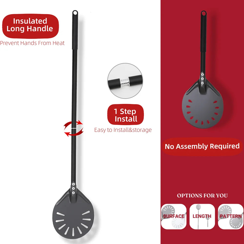 Hard-Anodized Aluminum Pizza Peel 6, 12, 13 and 14 Inch (15, 30, 33, 35.5 cm) Bread Paddle Oven Spatula