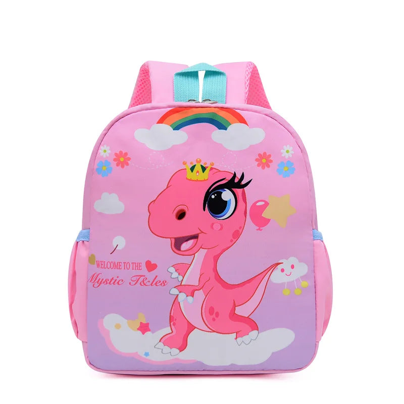 Cute Cartoon Dinosaur Kids Backpack - Adjustable Nylon Kindergarten School Bag for Boys & Girls