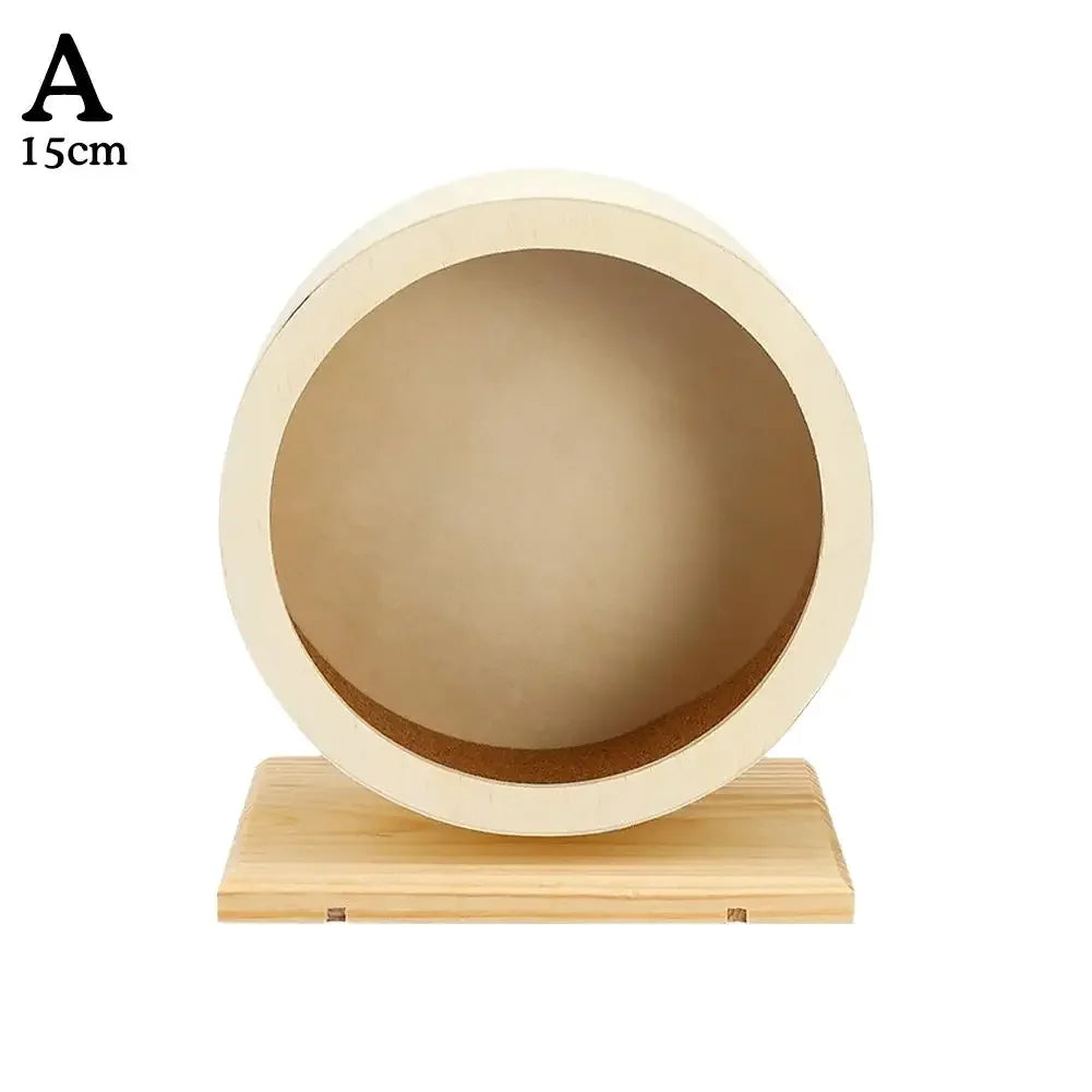Wooden Hamster Running Wheel - Silent Cork-Pad Pet Exercise Wheel (15cm/5.9in, 20.5cm/7.9in, 25cm/9.8in)
