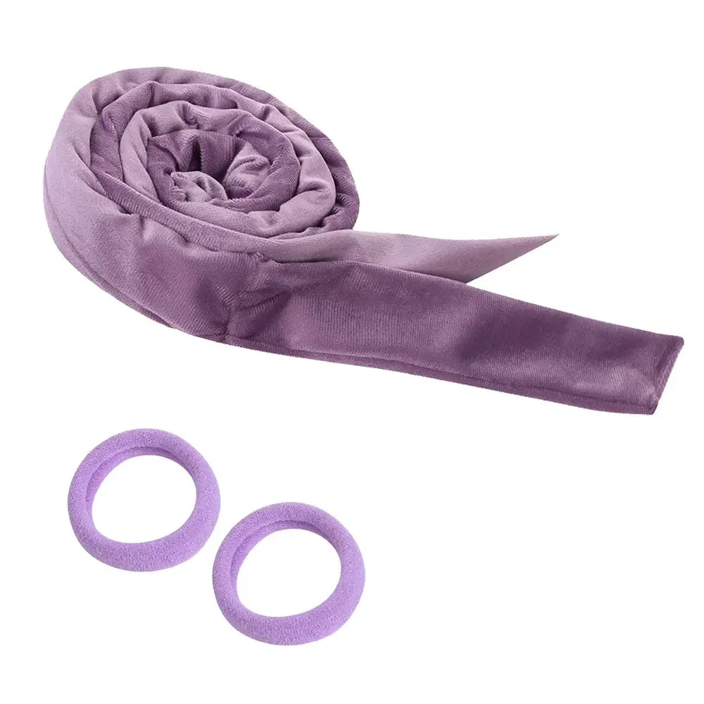 Heatless Curling Headband Soft Velvet No-Heat Hair Rollers Overnight Sleep-In Curling Rod with Hair Ties