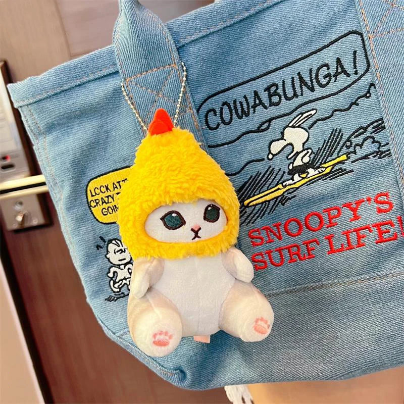 Kawaii Tempura Shrimp-Shark Cat Plush Keychain 5.1 in (13 cm) Cute Anime Bag Charm