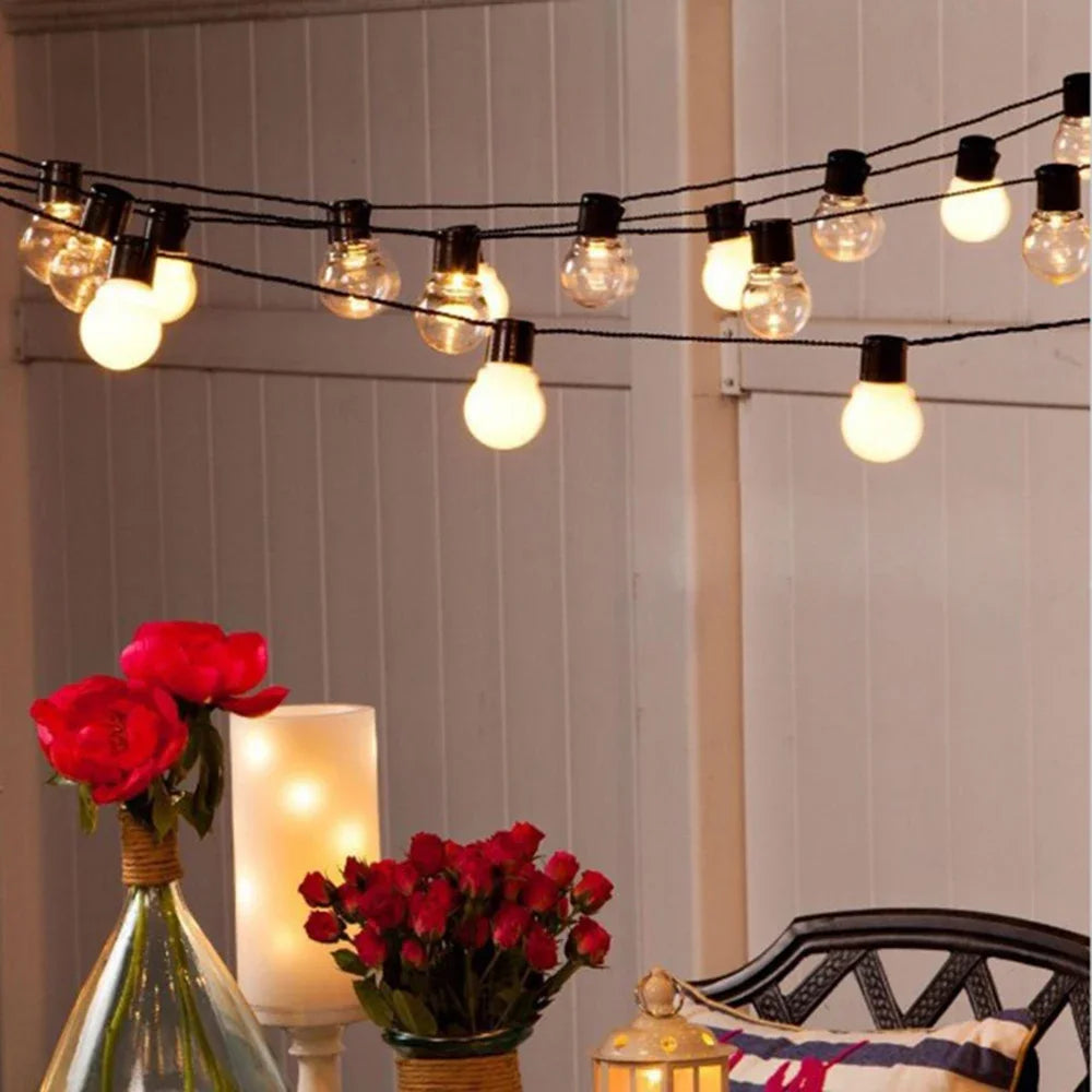 Festoon LED Globe String Lights – 6m (19.7ft) / 11m (36.1ft) / 16m (52.5ft) with 20/38/60 Globe Bulbs, Outdoor Party & Christmas Garland