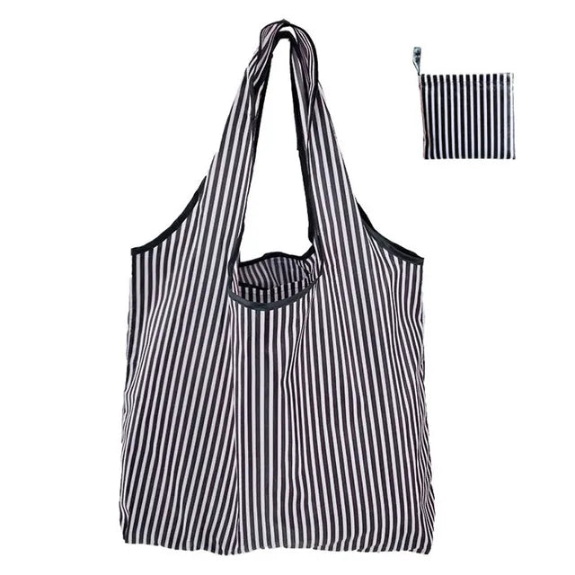Foldable Reusable Grocery Tote Bag, Lemon Print Eco-Friendly Travel & Beach Pouch