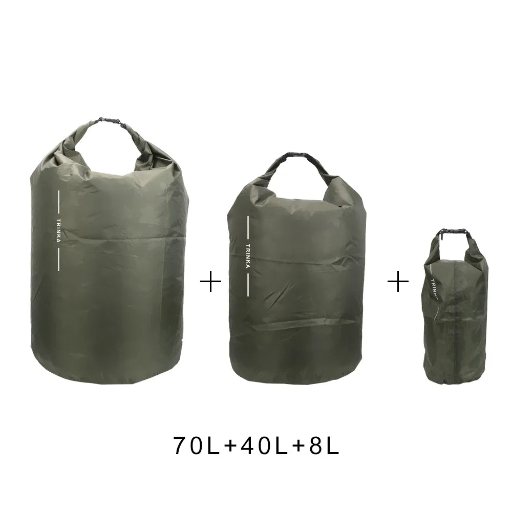 Waterproof Floating Dry Bags – 8L/40L/70L (2.1/10.6/18.5 gal) Roll-Top Sealed Storage Sacks for Boating, Kayaking & Canoeing