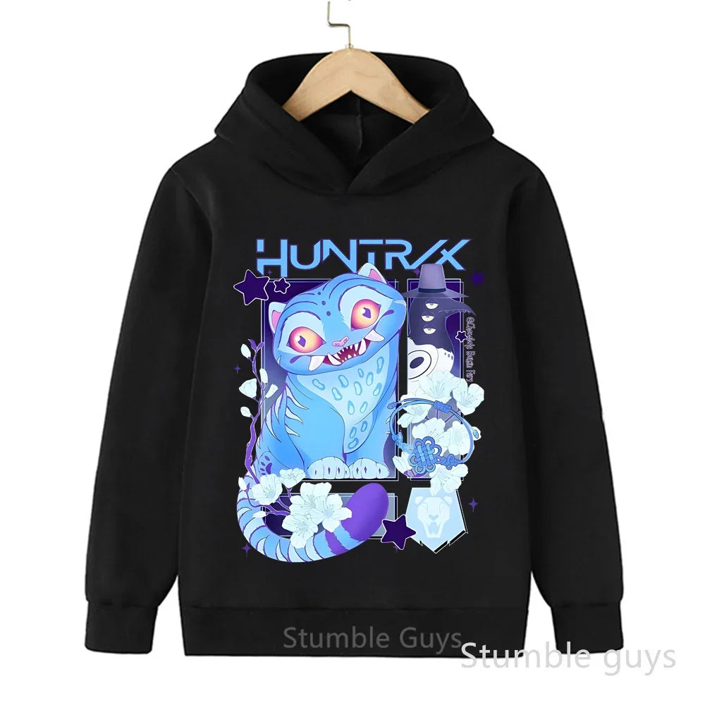 Kids Anime Demon Hunters Hoodie - K-Pop Style Warm Casual Sweatshirt for Boys & Girls