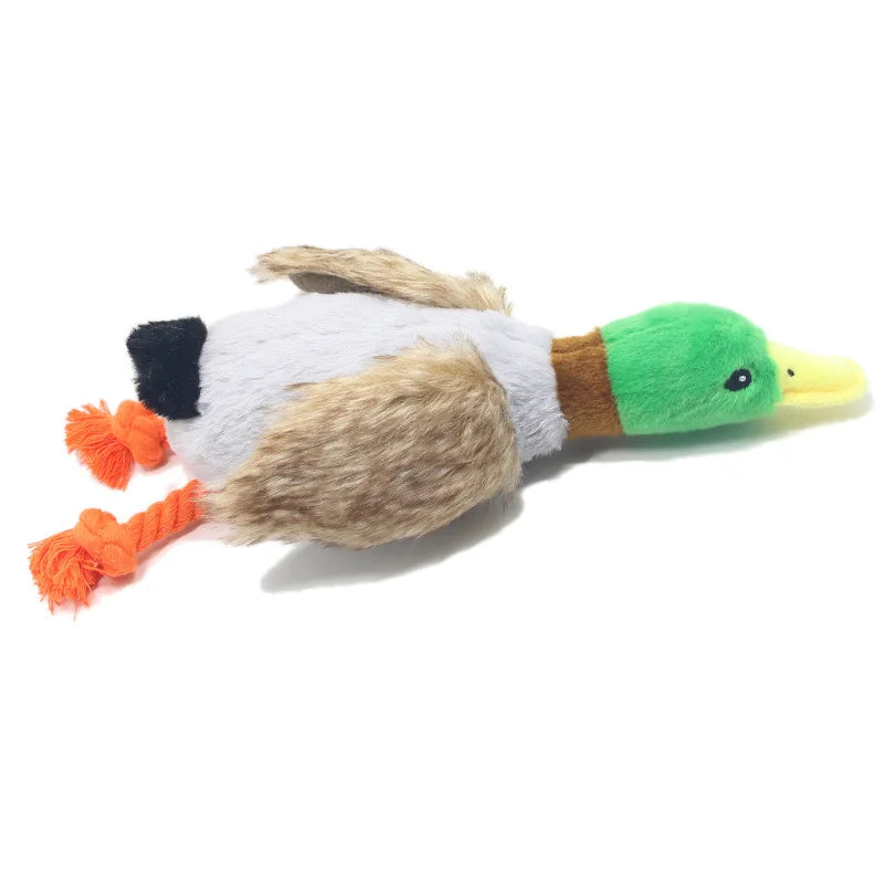 Plush Duck Squeaky Dog Toy with Chew Rope – Bite-Resistant Dental Cleaning Pet Toy