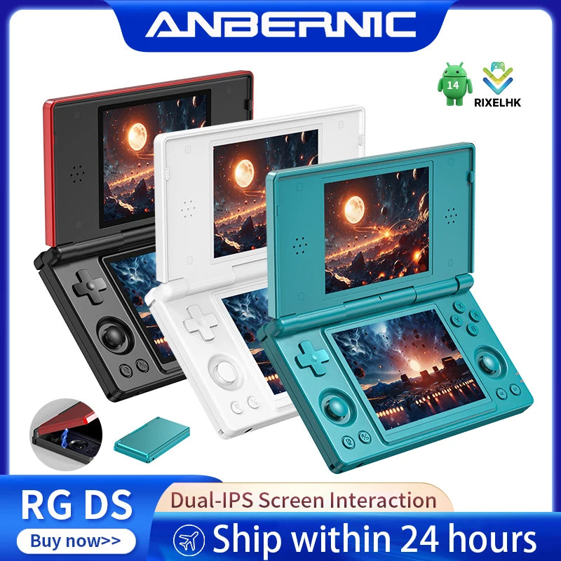 Dual-Screen Flip Handheld Game Console 4.0 in (10.16 cm) IPS Touchscreen — Android 14, 4000mAh, WiFi 2.4/5G & Bluetooth 4.2, TF up to 2TB